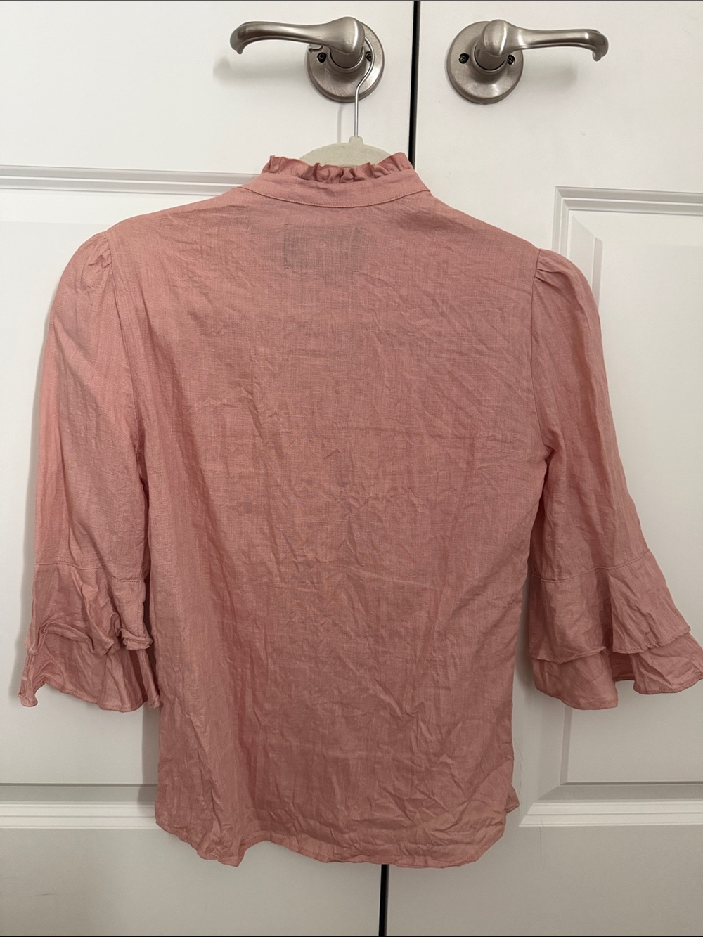 Reformation Soft Rose Ruffle-Neck Button Top - Picture 5 of 6